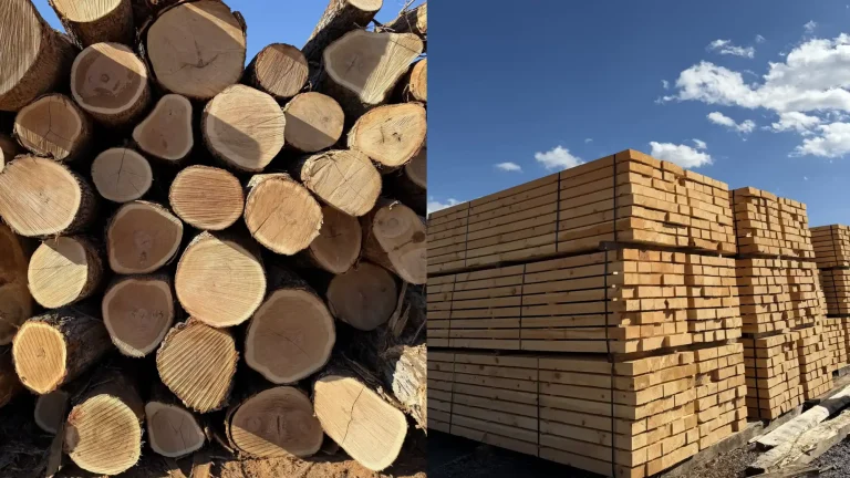 Eastern White Pine logs and milled boards at Turman Forest Products.